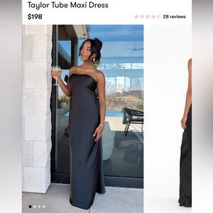 Show Me Your MuMu Taylor Tube Maxi Dress in Black Luxe Satin